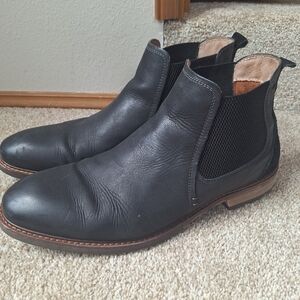 Florsheim Lodge Plain Toe Gore Boot Black Leather Slip On Mens Size 12M